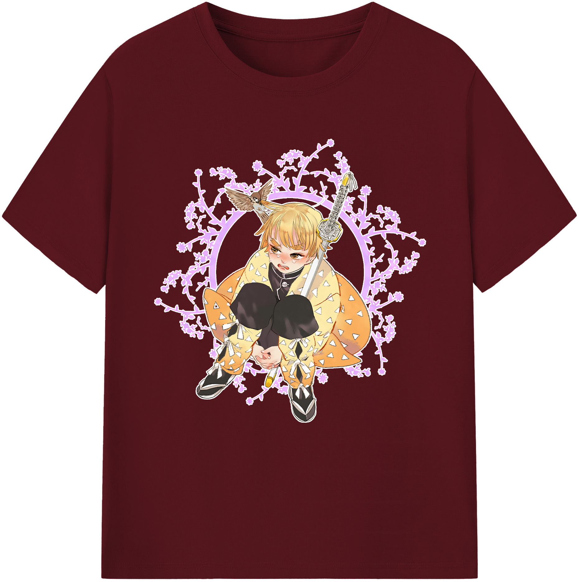 （画像用） 鬼滅の刃（きめつのやいば）我妻 善逸／あがつま ぜんいつ Agatsuma Zenitsu 綿100％半袖Tシャツ（フロントプリント）